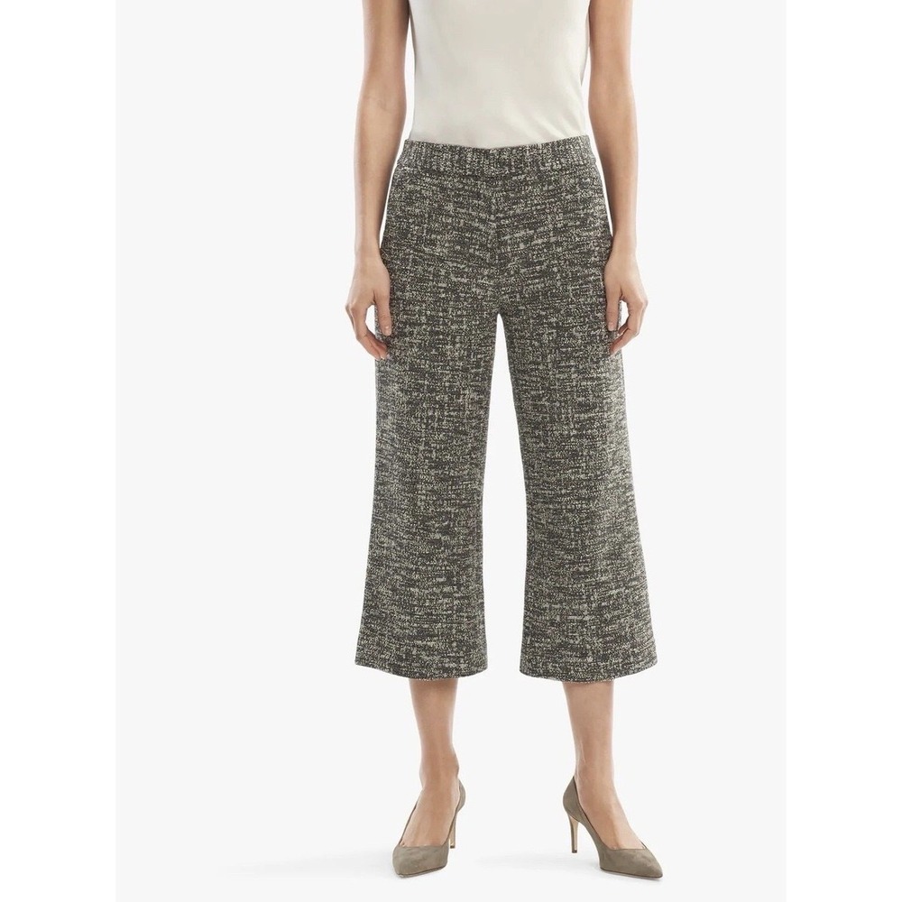 M.M.LaFleur Pippa Pants Women 6 Black White Boucle Tweed Wide Leg Cropped Gaucho